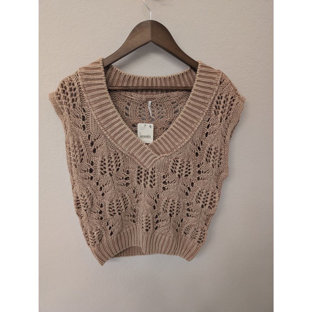 NWT Free People Orchid Pointelle Vest Soft Earth boho SZ L